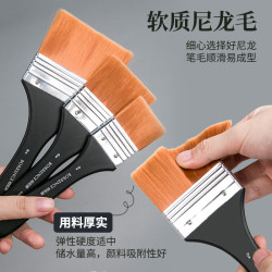 黑杆尼龍水彩平頭刷美術畫畫顔料刷除塵油漆背景塗色底紋板刷套裝