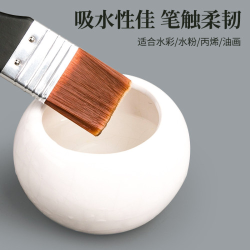 黑杆尼龍水彩平頭刷美術畫畫顔料刷除塵油漆背景塗色底紋板刷套裝