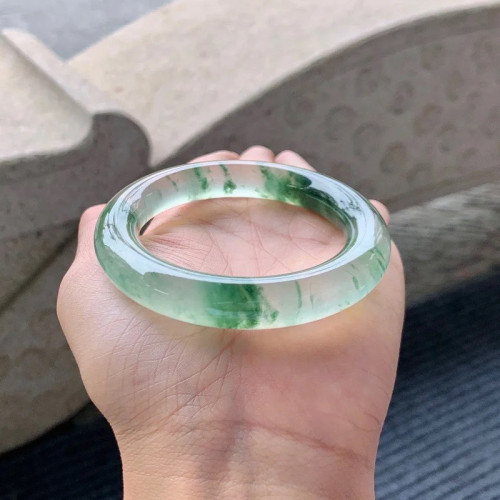 臻選天然緬甸冰糯種飄花翡翠手鐲貴妃鐲圓鐲玉手鐲子女款過節送禮