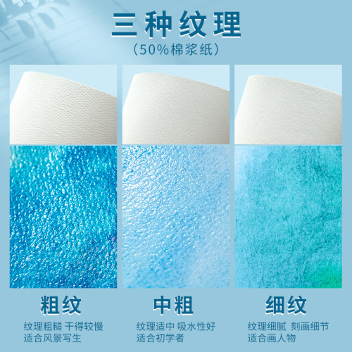 魯本斯水彩紙16K/4K星空款棉漿水彩畫紙300g美術生細紋繪畫紙批髮
