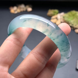 天然緬甸冰種飄花翡翠手鐲圓條老坑晴水玻璃種貴妃玉鐲子a貨寬版