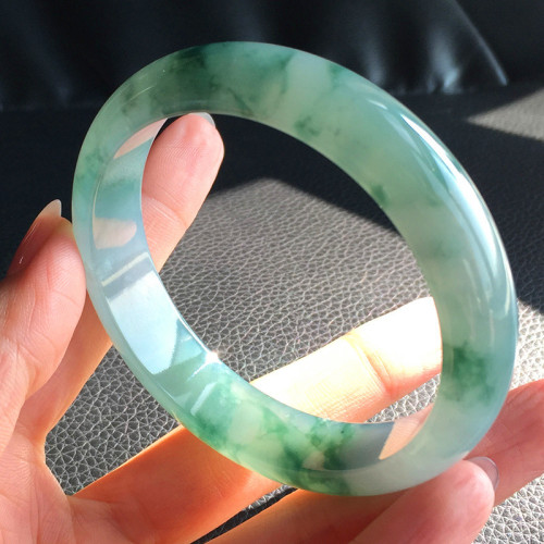 緬甸翡翠A貨手鐲女冰糯種飄蘭花冰透百搭氣質女翡翠玉手鐲手飾女