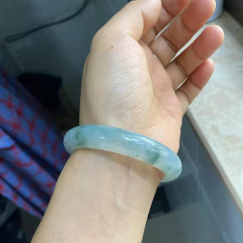 飄花翡翠手鐲冰種玉手鐲女款細條貴妃鐲緬甸天然緬甸a貨手鐲玉鐲