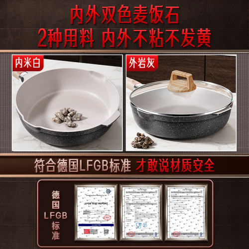 SSGP 炒鍋家用麥飯石不粘鍋 平底鍋廚房鍋具燃氣灶電磁爐加深煎鍋