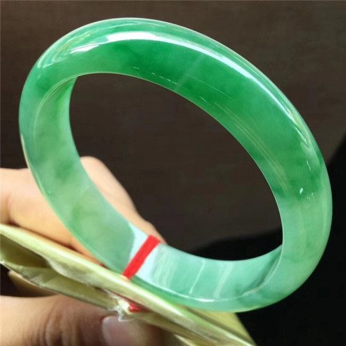 天然緬甸翡翠老坑陽綠手鐲玉手鐲水潤細膩緬甸翡翠滿綠玉鐲子正圈