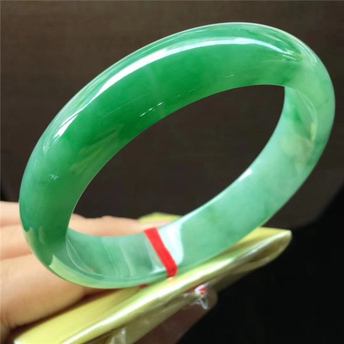 天然緬甸翡翠老坑陽綠手鐲玉手鐲水潤細膩緬甸翡翠滿綠玉鐲子正圈