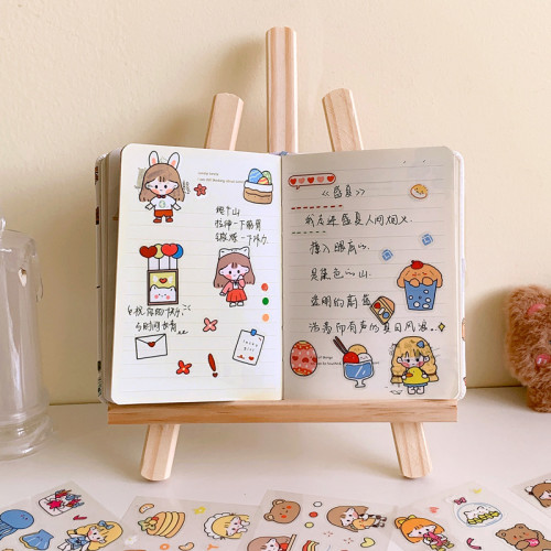 手帳貼紙批髮PET透明防水素材學生文具可愛兒童diy專用卡通便利貼