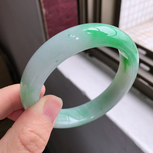 天然A貨緬甸冰糯種底飄正陽綠色翡翠手鐲子女平安鐲高端收藏級別