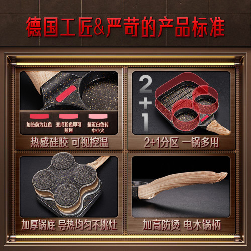 SSGP 四孔漢堡鍋煎餅麥飯石不粘鍋 煎鍋家用廚房感溫早餐煎蛋鍋