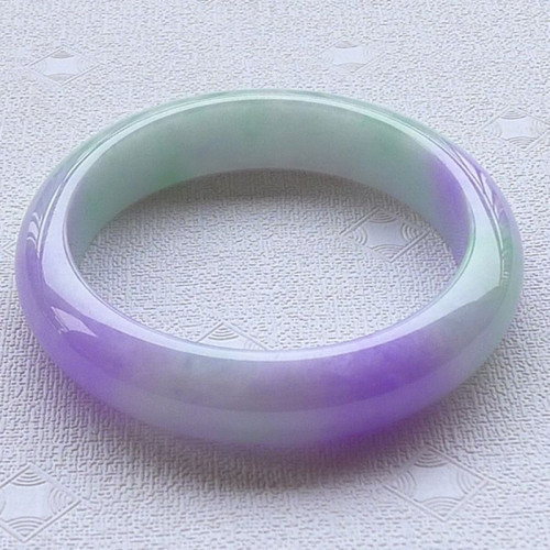 天然緬甸翡翠手鐲冰種紫色帶綠春彩正圈貴妃緬甸老坑翡翠玉鐲女款