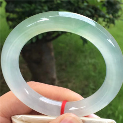 玉鐲子天然緬甸翡翠手鐲女款冰種芙蓉圓條陽綠通透翡翠玉手鐲水潤