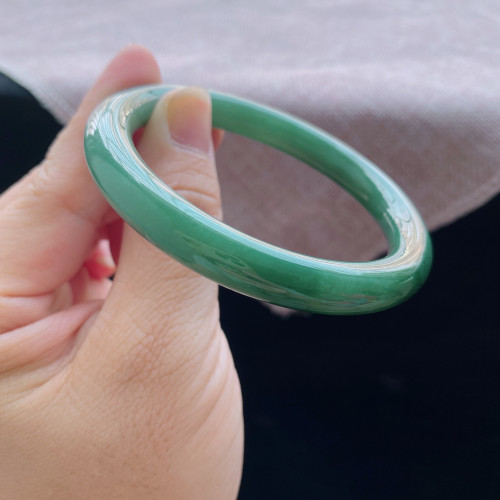緬甸天然A貨翡翠手鐲滿綠色圓條翡翠玉手鐲小細條叮噹鐲女款送禮
