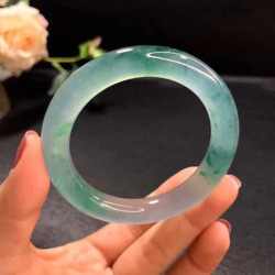天然冰種飄綠花翡翠手鐲a貨高端老坑緬甸圓條貴妃玉鐲子吊墜女款