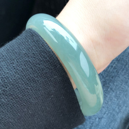 天然緬甸翡翠手鐲少女款老坑A貨正圈翡翠玉手鐲女冰糯種時尚送禮