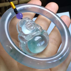 冰種飄花陽綠翡翠手鐲緬甸天然a貨玻璃種吊墜圓條玉手鐲子少女款