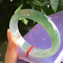 天然緬甸翡翠手鐲女款冰種飄花翡翠玉手鐲子玉石玉器油青正圈玉鐲