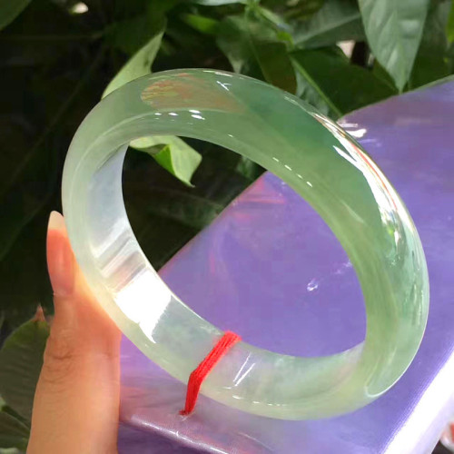 天然緬甸翡翠手鐲女款冰種飄花翡翠玉手鐲子玉石玉器油青正圈玉鐲