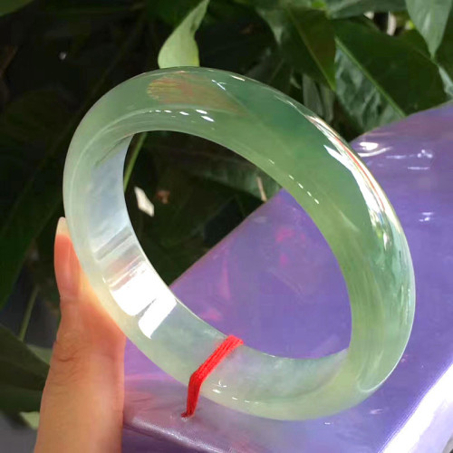 天然緬甸翡翠手鐲女款冰種飄花翡翠玉手鐲子玉石玉器油青正圈玉鐲