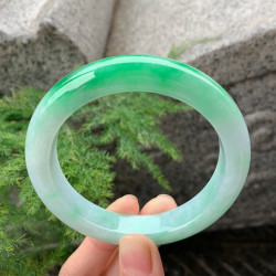 天然緬甸翡翠手鐲飄陽綠老坑翡翠玉手鐲冰種飄綠花翡翠冰糯玉鐲女