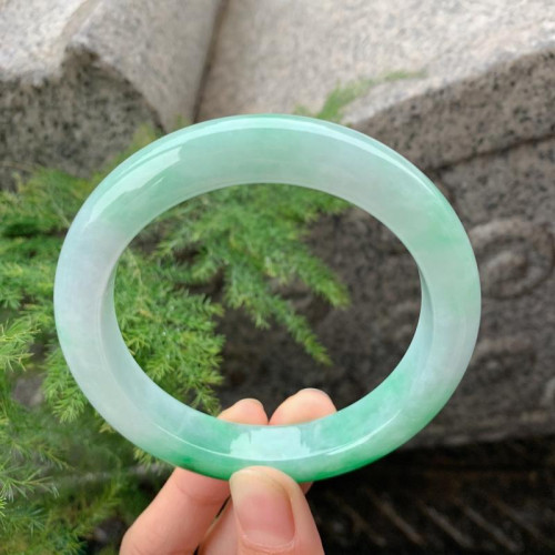 天然緬甸翡翠手鐲飄陽綠老坑翡翠玉手鐲冰種飄綠花翡翠冰糯玉鐲女