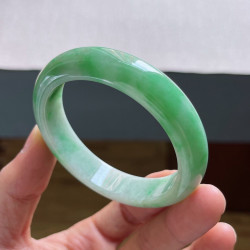 翡翠陽綠鐲子緬甸老坑正圓冰種飄綠貴妃送禮品蘋果綠冰糯種玉手鐲