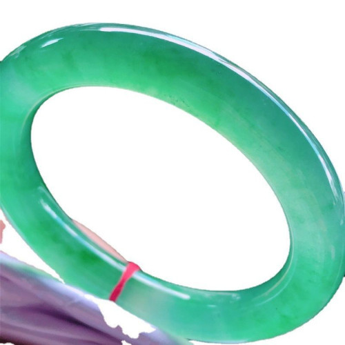 天然緬甸冰種貴妃陽綠飄藍綠花晴水翡翠手鐲細圓條玉石手鐲子女款