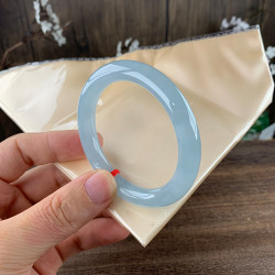 【新品熱賣】翡翠手鐲女緬甸老坑天然冰種藍水圓條翡翠玉手鐲晴水