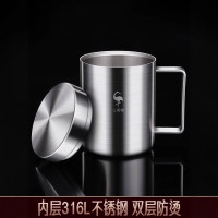 三四鋼®內層316L不鏽鋼杯帶蓋水杯兒童杯雙層中空防燙耐摔馬克杯