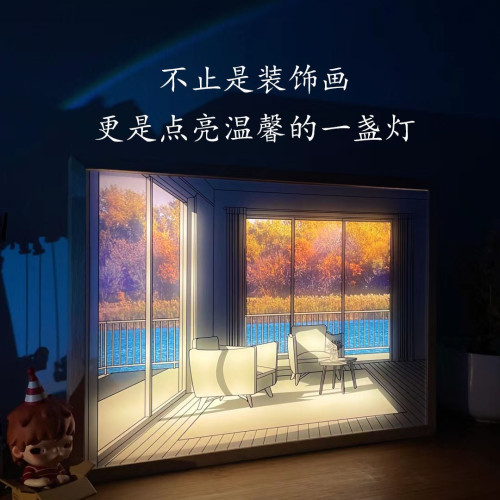 三色夜燈燈光畫專用裝飾臥室床頭創意台燈擺件批髮兒童加厚氛圍燈