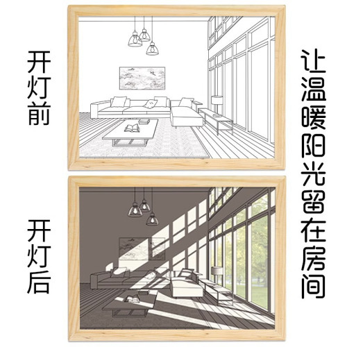 三色夜燈燈光畫專用裝飾臥室床頭創意台燈擺件批髮兒童加厚氛圍燈