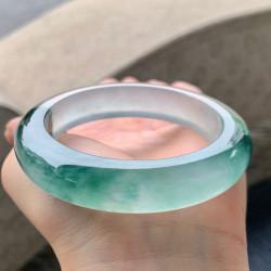 天然緬甸翡翠手鐲老坑a貨玉石冰種飄綠花正圈平安翡翠手鐲女送禮