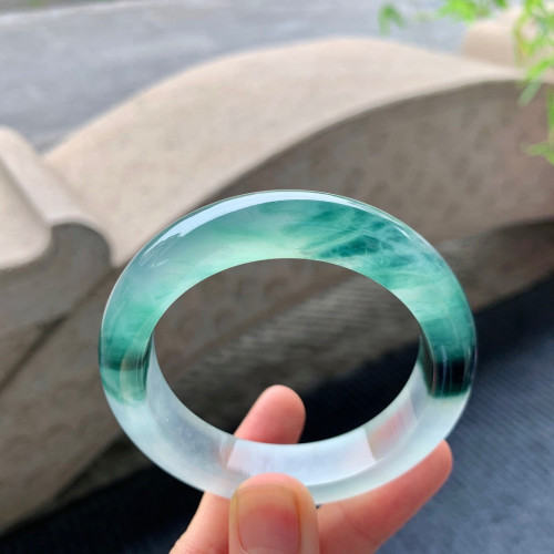 天然緬甸翡翠手鐲老坑a貨玉石冰種飄綠花正圈平安翡翠手鐲女送禮
