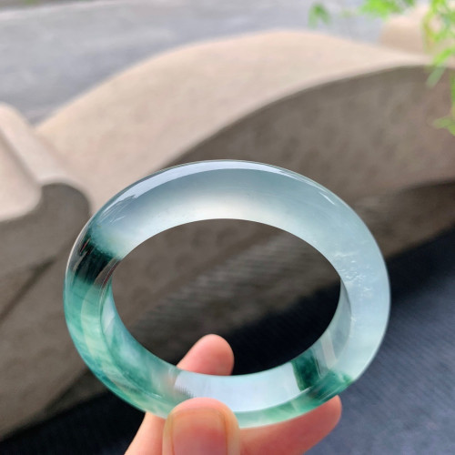 天然緬甸翡翠手鐲老坑a貨玉石冰種飄綠花正圈平安翡翠手鐲女送禮