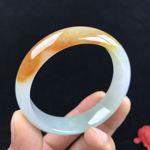 天然A貨緬甸翡翠手鐲糯冰種黃手鐲冰種黃翡手鐲冰糯種翡翠玉手鐲