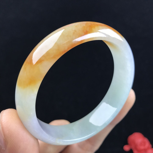 天然A貨緬甸翡翠手鐲糯冰種黃手鐲冰種黃翡手鐲冰糯種翡翠玉手鐲
