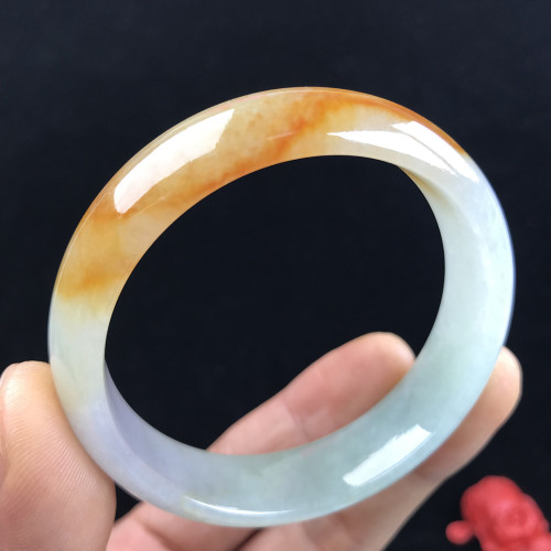 天然A貨緬甸翡翠手鐲糯冰種黃手鐲冰種黃翡手鐲冰糯種翡翠玉手鐲