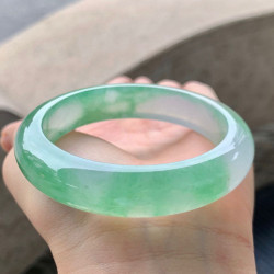 天然緬甸翡翠手鐲老坑a貨玉石冰種飄綠正圈平安翡翠手鐲女士送禮