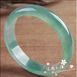 天然緬甸翡翠玉手鐲冰種豆油綠飄花正圈手鐲玉石老坑女士綠晴鐲子