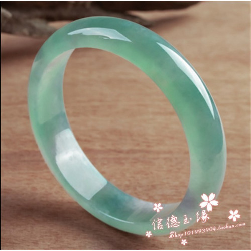 天然緬甸翡翠玉手鐲冰種豆油綠飄花正圈手鐲玉石老坑女士綠晴鐲子