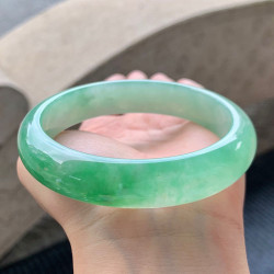 天然緬甸翡翠手鐲老坑a貨玉石冰種飄綠正圈平安翡翠手鐲女士送禮