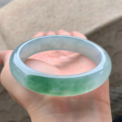 緬甸老坑天然a貨翡翠手鐲女款冰種飄綠正圈平安鐲翡翠玉手鐲送禮
