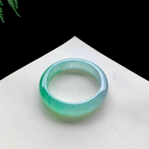 天然緬甸老坑a貨翡翠手鐲女款冰種飄綠正圈平安鐲翡翠玉手鐲送禮