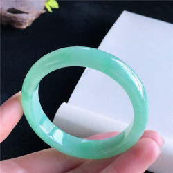 天然緬甸翡翠手鐲少女款冰種水潤陽綠正圈翡翠玉手鐲女送閨蜜時尚