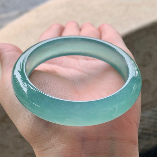 天然緬甸老坑a貨翡翠手鐲冰種藍水正圈平安鐲翡翠手鐲56圈口女款