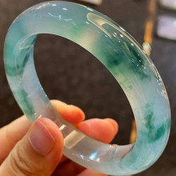 冰種飄花陽綠翡翠手鐲天然緬甸老坑珠寶正圈貴妃鐲高端女款玉鐲子
