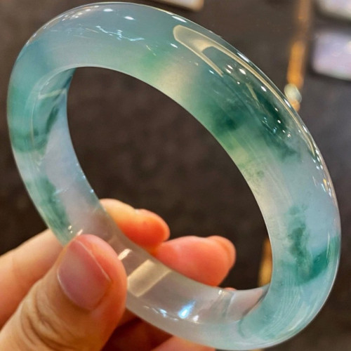 冰種飄花陽綠翡翠手鐲天然緬甸老坑珠寶正圈貴妃鐲高端女款玉鐲子