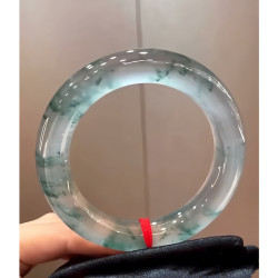 緬甸冰種翡翠飄花圓條翡翠玉鐲子晴水玻璃種手鐲処理女款高端送禮