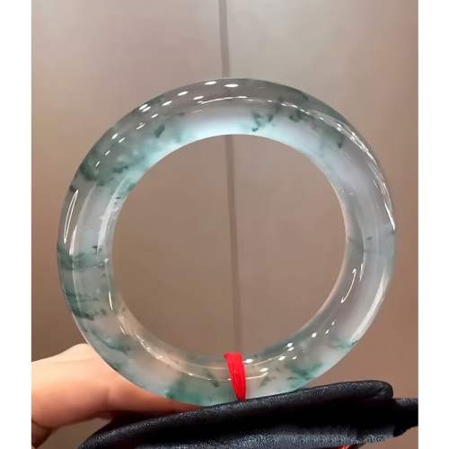 緬甸冰種翡翠飄花圓條翡翠玉鐲子晴水玻璃種手鐲処理女款高端送禮