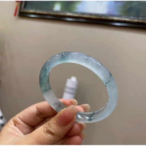緬甸老坑玉石冰種翡翠玉手鐲子飄花藍水老坑種細條正圈晴水玻璃種