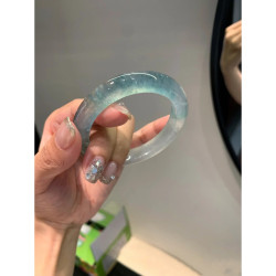緬甸翡翠手鐲飄花翡翠藍花玉鐲冰種翡翠玉手鐲高端原石晴水底女款